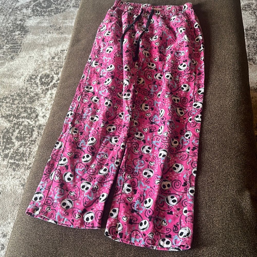 Jack Skellington pajama pants flannel pink ladies s